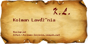 Kolman Lavínia névjegykártya